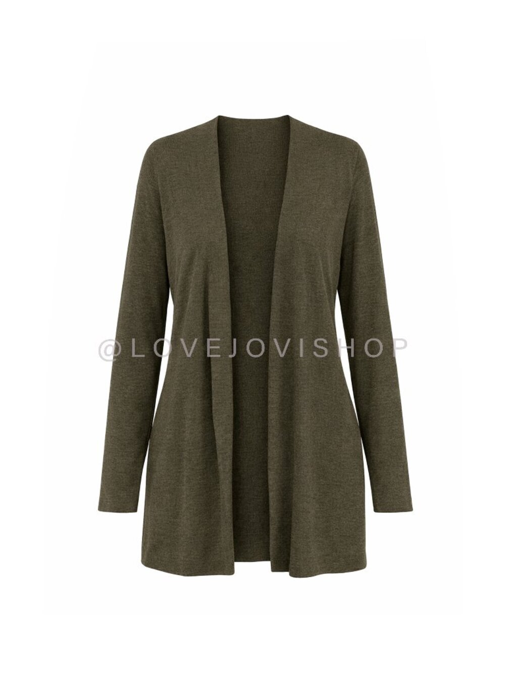 Sweater | Eileen Fisher Wool Knit Long Cardigan Deep Moss Green | Thigh Length